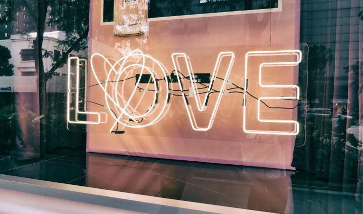 Love neon light in window