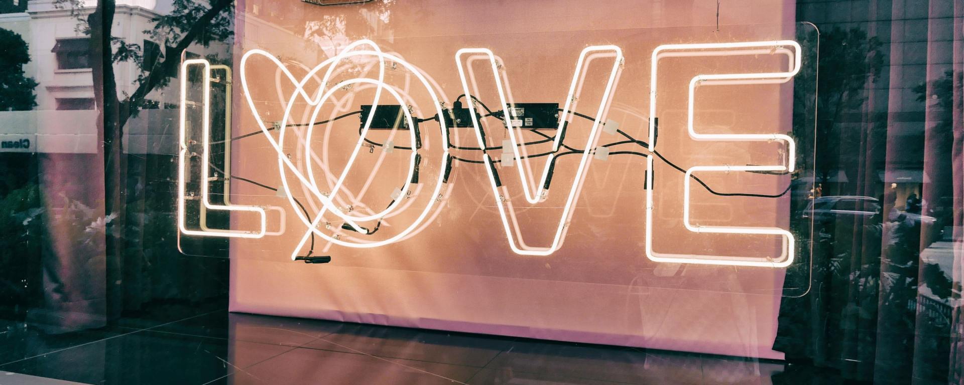 Love neon light in window